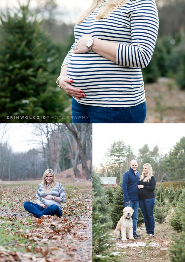 expecting mama at tree farm . winter maternity photographer ...