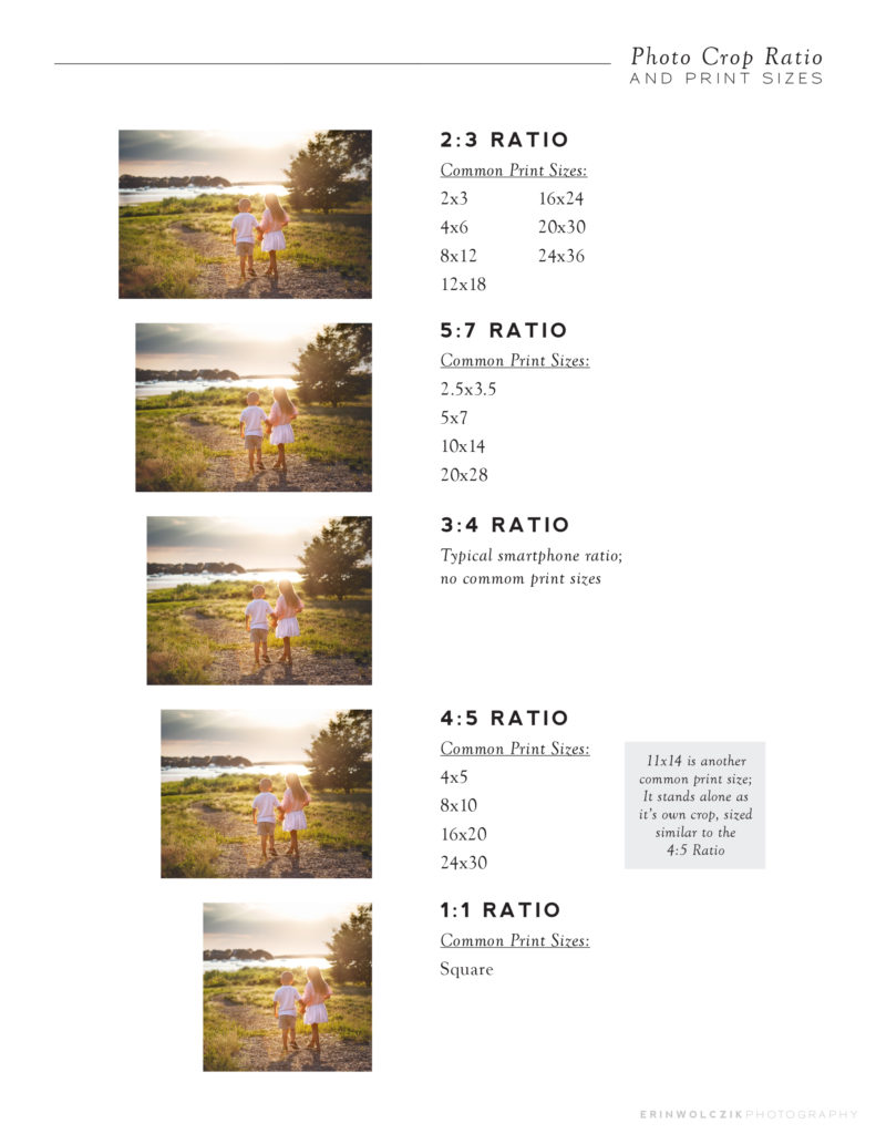 Understanding Common Photo Print Sizes and Crop Ratios | Erin Wolczik